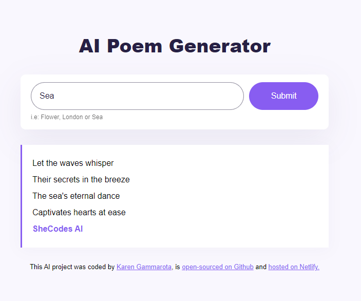 AI poem generator